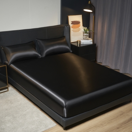 闲鱼家纺 2025新款轻奢款跨境外贸可定制色丁床笠（非质量问题  不退不换） 黑色