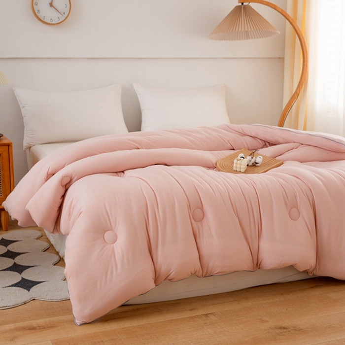 91家纺网 家纺一手货源 找家纺 啊雅家居 2025新款A类针织棉云柔大豆被抗菌被子被芯  公主粉