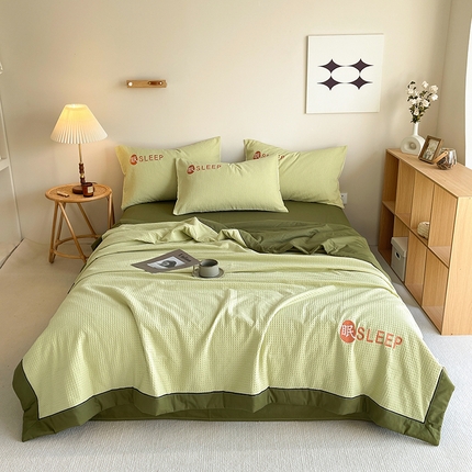 91家纺网 家纺一手货源 找家纺 （总）眠博士 2024新款A类全棉华夫格拼角夏被套件系列