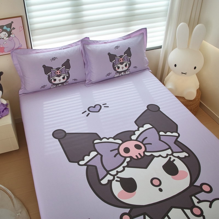 91家纺网 家纺一手货源 找家纺 蘭菲家纺 2024新款全棉大版三丽鸥卡通单床笠 乐巴库