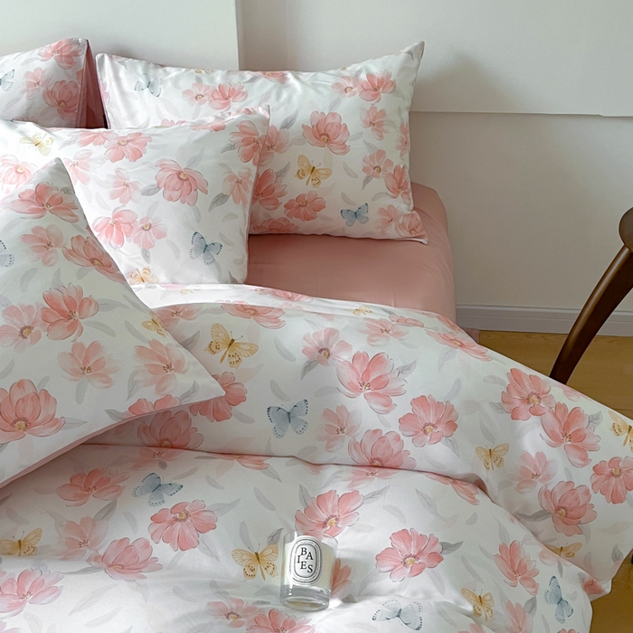 91家纺网 家纺一手货源 找家纺 千朵 2024新款莱赛尔天丝四件套 妙花粉