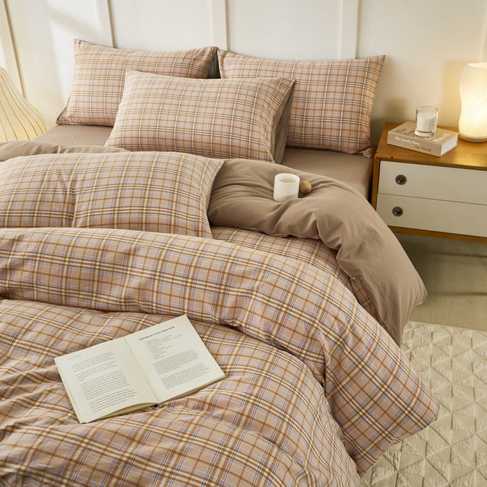 91家纺网 家纺一手货源 找家纺 凡客家居 全棉色织水洗棉四件套学生宿舍三件套 轻萝—米