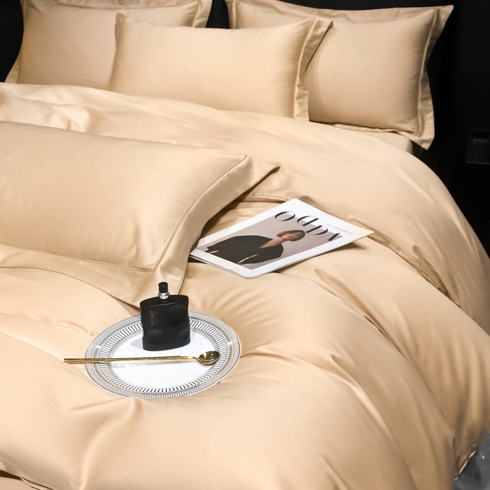 91家纺网 家纺一手货源 找家纺 富之航家纺 2024新款长绒棉四件套 雅克-香槟金