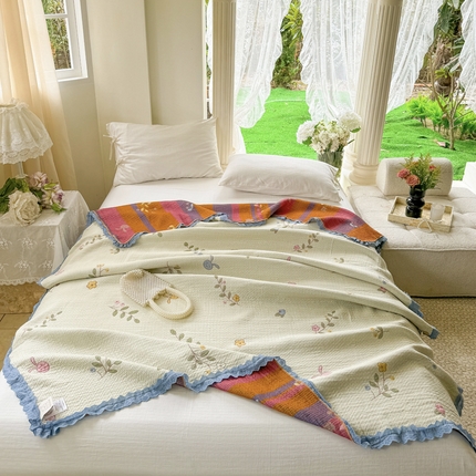 91家纺网 家纺一手货源 找家纺 （总）麻依 2024新款四层纱布天丝盖毯毛巾被夏凉毯空调毯子