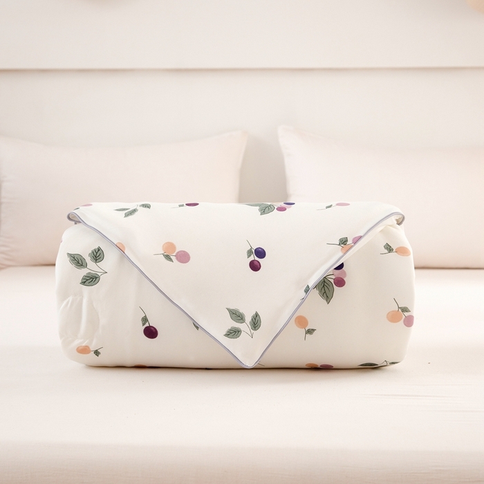 91家纺网 家纺一手货源 找家纺 啊雅家居 2025新款A类针织棉云柔大豆被抗菌被子被芯  樱桃