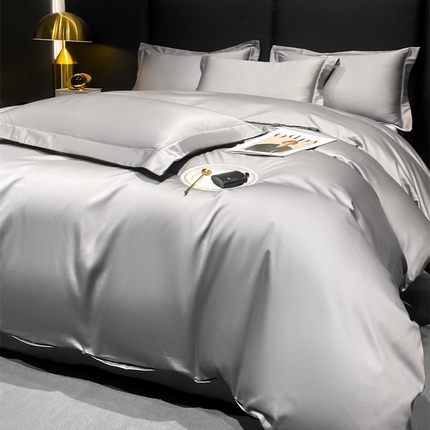 91家纺网 家纺一手货源 找家纺 2024爆款直播款全棉四件套新款轻奢风100支60支长绒棉纯色四件套