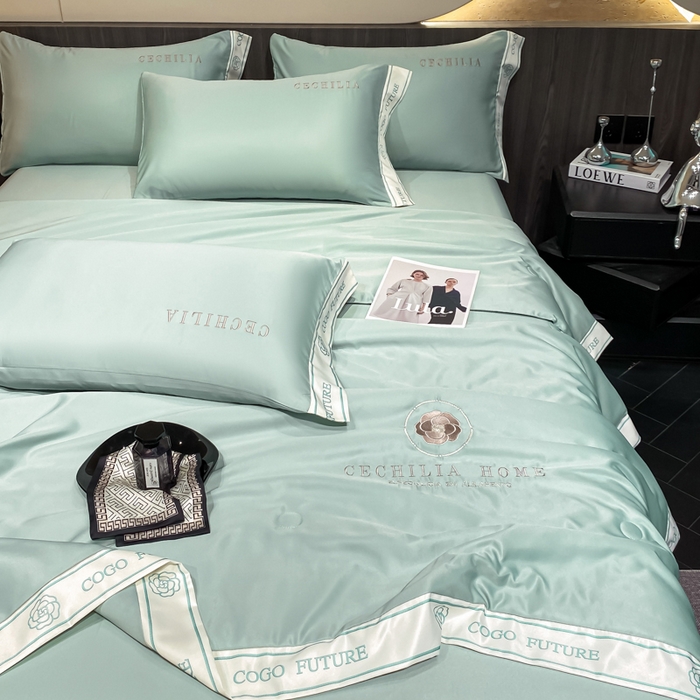 91家纺网 家纺一手货源 找家纺 2025新款 水洗真丝四件套-香蜜 香蜜-挪威蓝