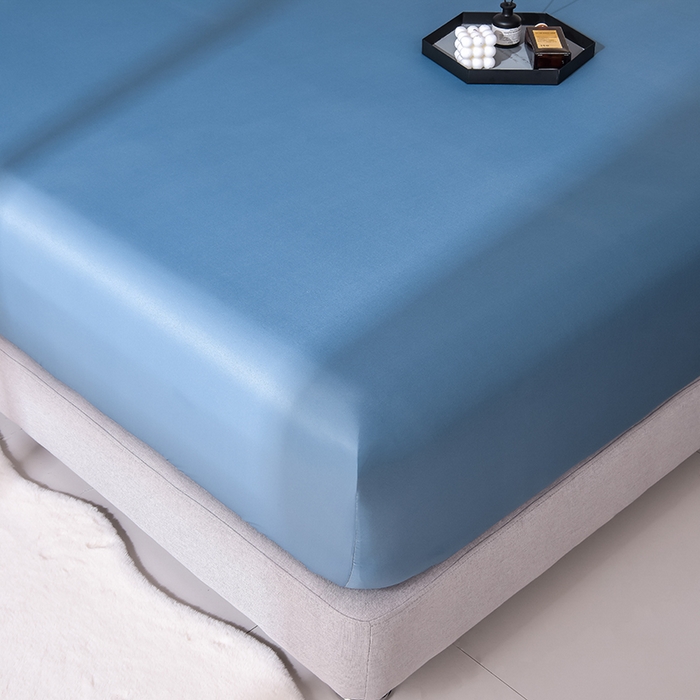 91家纺网 家纺一手货源 找家纺 简爱家纺 2025新款水洗真丝床笠单品床垫保护套床罩 冰蓝