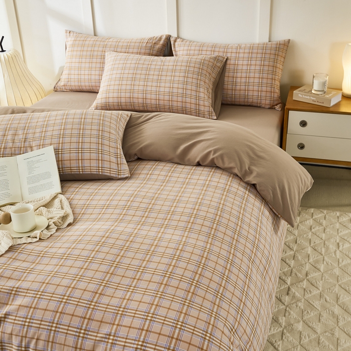 91家纺网 家纺一手货源 找家纺 凡客家居 全棉色织水洗棉四件套学生宿舍三件套 轻萝—米