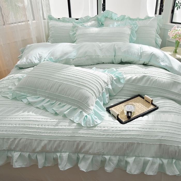 91家纺网 家纺一手货源 找家纺 迪梦姿 2024秋冬新款法式泡泡纱花边四件套