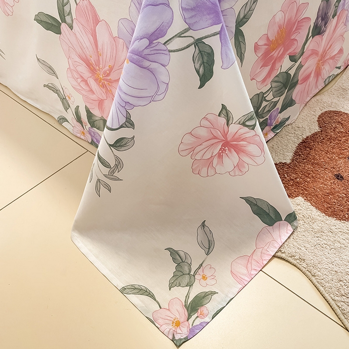 91家纺网 家纺一手货源 找家纺 绵庭家纺 2024新款AB版12868全棉印花单床单 水榭听香-米