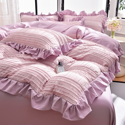 91家纺网 家纺一手货源 找家纺 迪梦姿 2024秋冬新款法式泡泡纱花边四件套