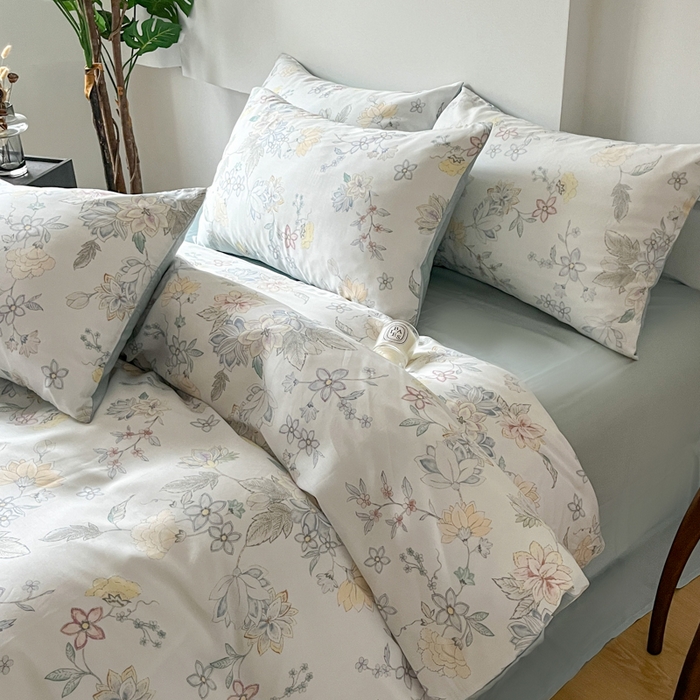 91家纺网 家纺一手货源 找家纺 千朵 2024新款莱赛尔天丝四件套 春日蜜糖