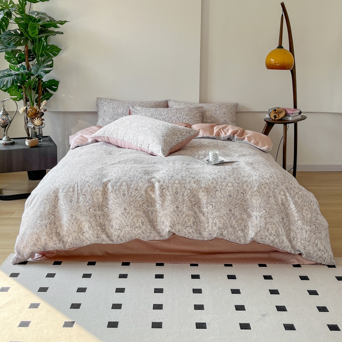 91家纺网 家纺一手货源 找家纺 千朵 2024新款莱赛尔天丝四件套 沐颜