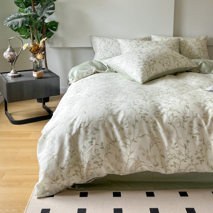 91家纺网 家纺一手货源 找家纺 千朵 2024新款莱赛尔天丝四件套 浅爱