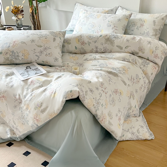 91家纺网 家纺一手货源 找家纺 千朵 2024新款莱赛尔天丝四件套 春日蜜糖