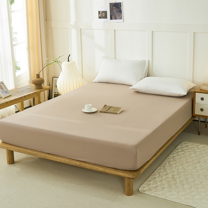 91家纺网 家纺一手货源 找家纺 凡客家居 2024新款全棉色织水洗棉单床笠 简欧—灰