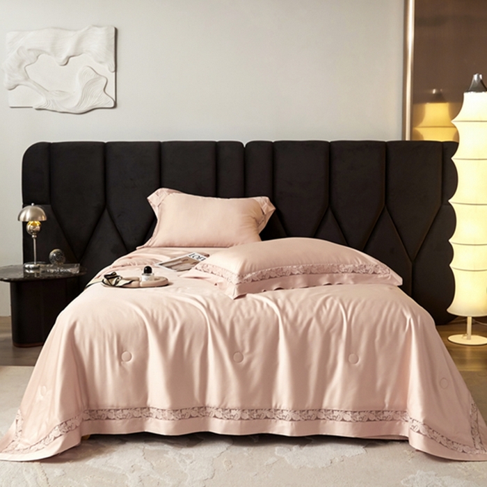 91家纺网 家纺一手货源 找家纺 榻尚家居 2024新款天丝棉镂空夏被四件套-云绡系列 云绡-珠玉芬天丝棉夏被四件套