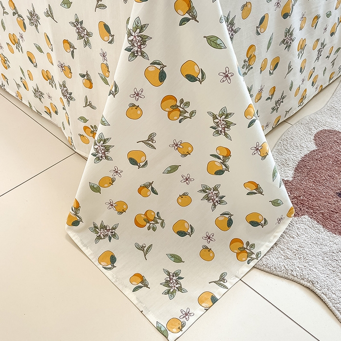 91家纺网 家纺一手货源 找家纺 绵庭家纺 2024新款AB版12868全棉印花单床单 蜜橙