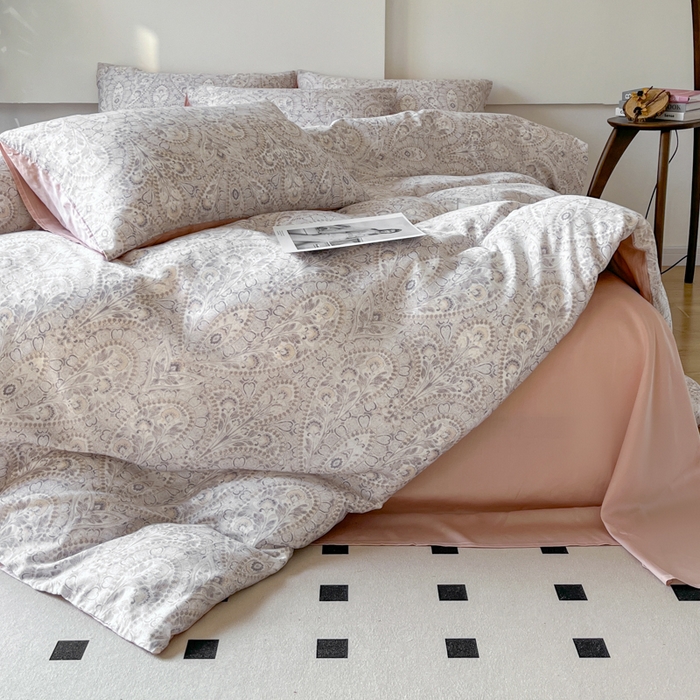 91家纺网 家纺一手货源 找家纺 千朵 2024新款莱赛尔天丝四件套 沐颜