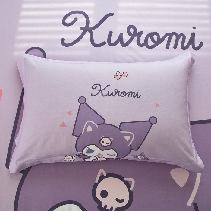 91家纺网 家纺一手货源 找家纺 蘭菲家纺 2024新款全棉大版三丽鸥卡通单床笠 库小咪