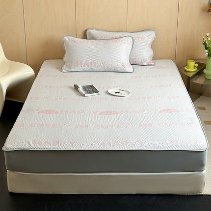 顾里家纺 新款冰豆豆立体提花软席床笠款 开心狗粉