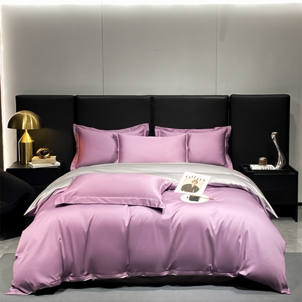 富之航家纺 2024新款长绒棉四件套 雅克-香芋紫灰