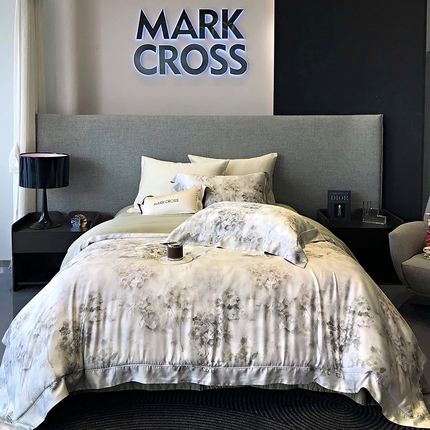 91家纺网 家纺一手货源 找家纺 （总）佳汐蓝 新款印花轻柔简雅奶丝四件套系列