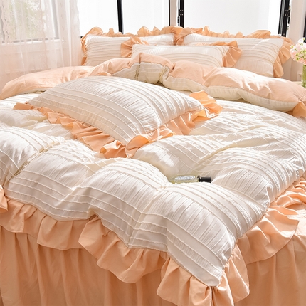 91家纺网 家纺一手货源 找家纺 迪梦姿 2024秋冬新款法式泡泡纱花边四件套