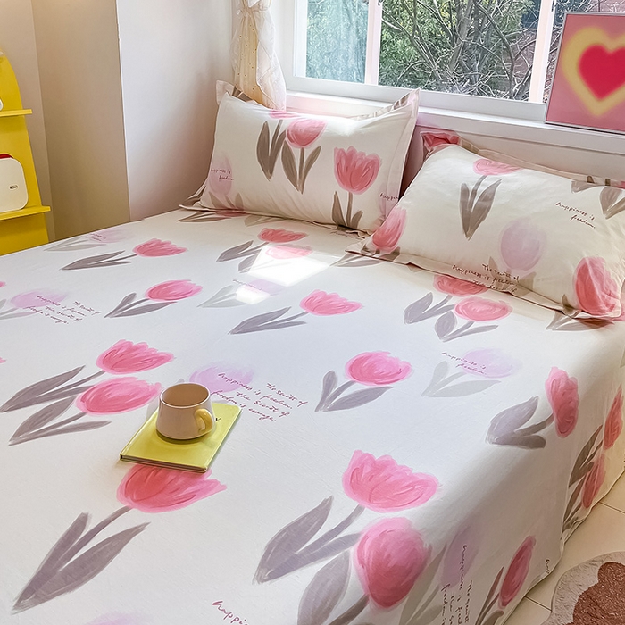 91家纺网 家纺一手货源 找家纺 绵庭家纺 2024新款AB版12868全棉印花单床单 尤拉朵