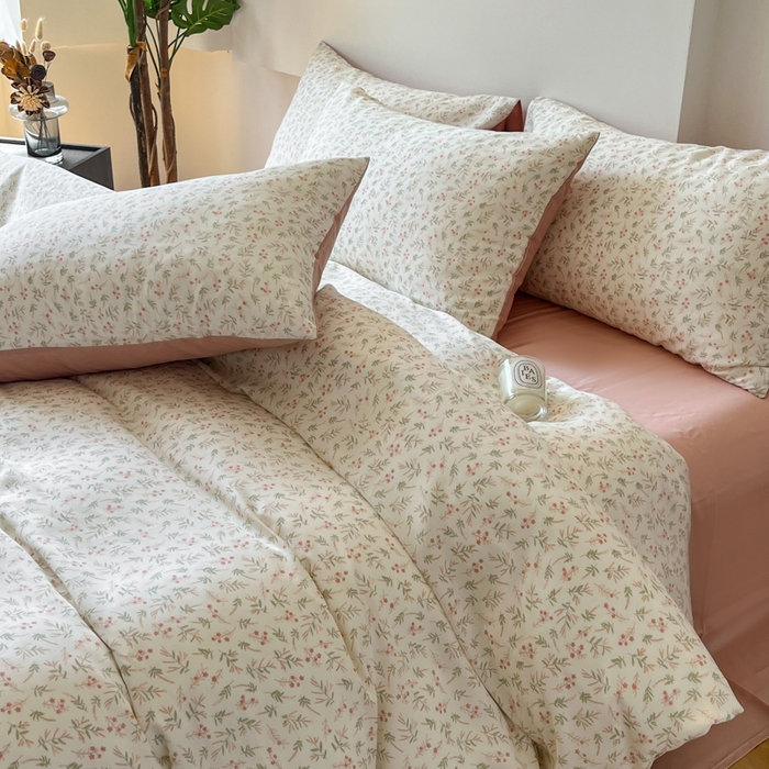 91家纺网 家纺一手货源 找家纺 千朵 2024新款莱赛尔天丝四件套 叶纷飞