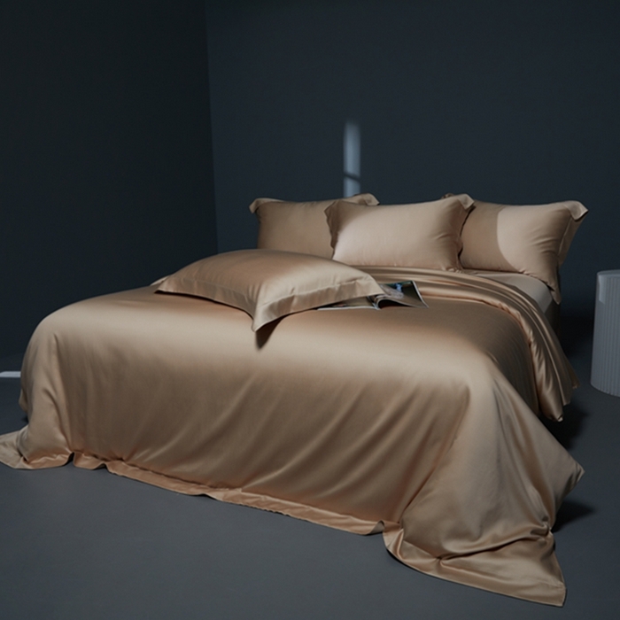 91家纺网 家纺一手货源 找家纺 缔缦 2024新款60天丝棉四件套-花漾 米咖色