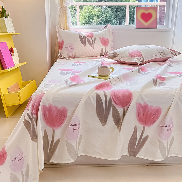 91家纺网 家纺一手货源 找家纺 绵庭家纺 2024新款AB版12868全棉印花单床单 尤拉朵