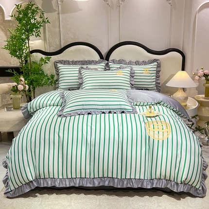 91家纺网 家纺一手货源 找家纺 新21 经年2025年 水洗真丝韩版四件套浅夏系列 浅夏-香草灰