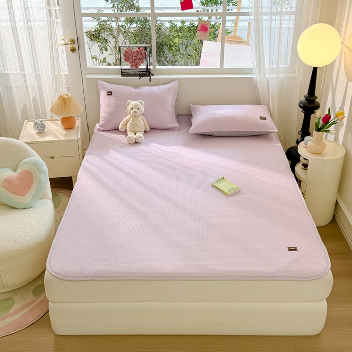 91家纺网 家纺一手货源 找家纺 慕澄家纺 2024新款高克重冰豆豆复合纯色贴标凉席  冰激凌-紫