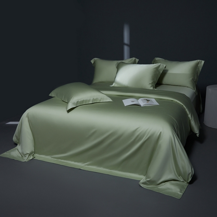 91家纺网 家纺一手货源 找家纺 缔缦 2024新款60天丝棉四件套-花漾 森林绿