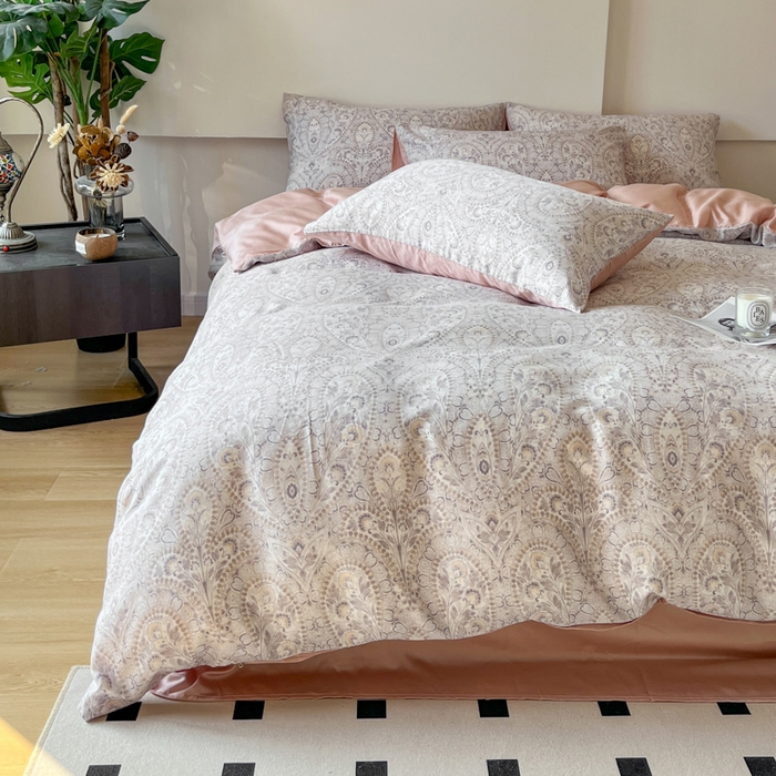 91家纺网 家纺一手货源 找家纺 千朵 2024新款莱赛尔天丝四件套 沐颜