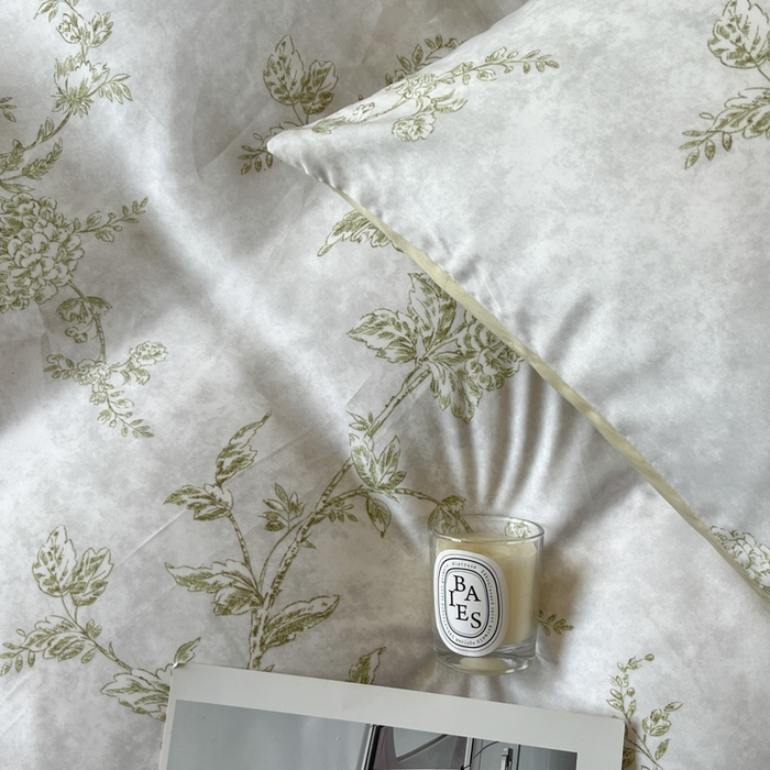 91家纺网 家纺一手货源 找家纺 千朵 2024新款莱赛尔天丝四件套 美人蕉绿