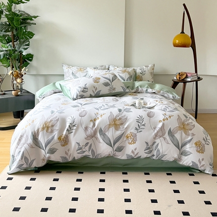 91家纺网 家纺一手货源 找家纺 千朵 2024新款莱赛尔天丝四件套 迷情