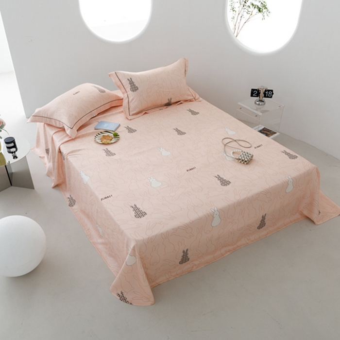 91家纺网 家纺一手货源 找家纺 2024 竹席冰丝竹纤维凉席空调席印花席子凉席三件套冰凉感软席子 宝贝兔粉