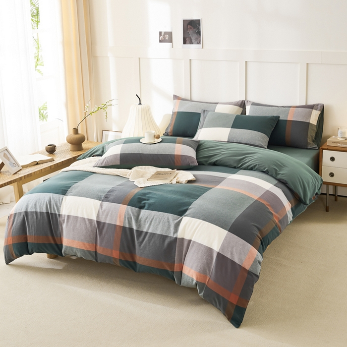 91家纺网 家纺一手货源 找家纺 凡客家居 2024新款全棉色织水洗棉被套学生宿舍 艾丽—红