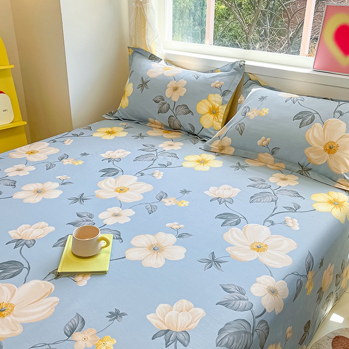 91家纺网 家纺一手货源 找家纺 绵庭家纺 2024新款AB版12868全棉印花单床单 雅致花都