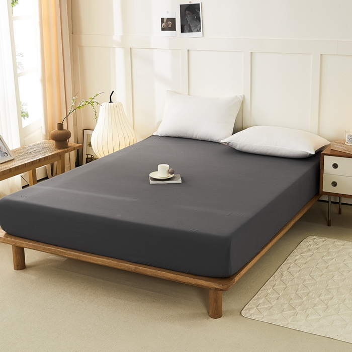 91家纺网 家纺一手货源 找家纺 凡客家居 2024新款全棉色织水洗棉单床笠 米亚—灰