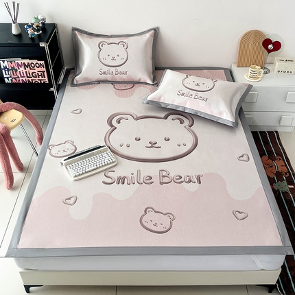 倾慕 2024新款A类800D数码印花大版冰丝席凉席 3D小熊