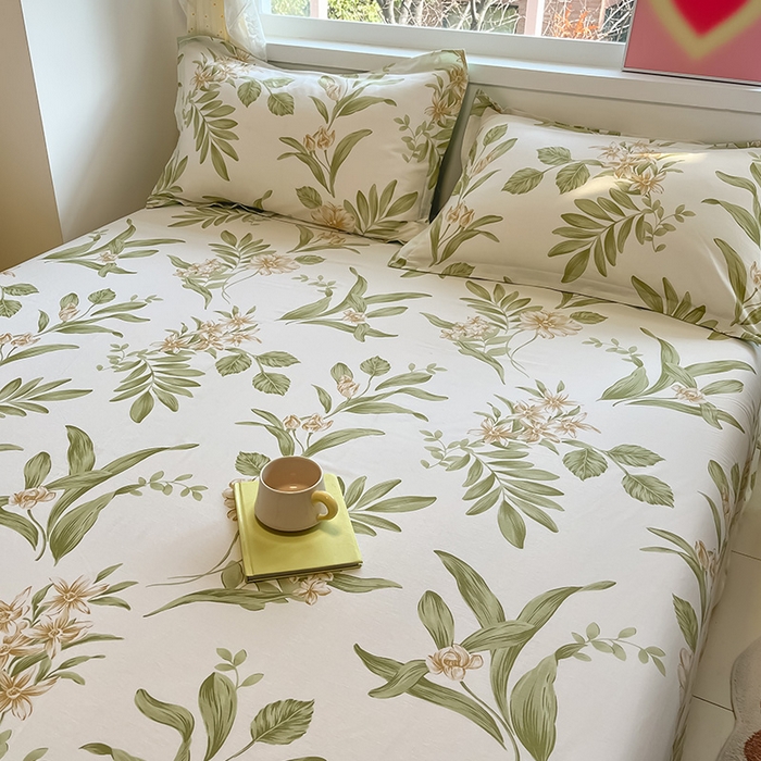 91家纺网 家纺一手货源 找家纺 绵庭家纺 2024新款AB版12868全棉印花单床单 羽飞舞