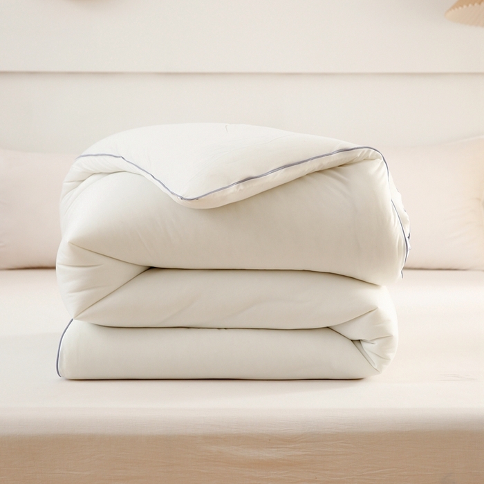 91家纺网 家纺一手货源 找家纺 啊雅家居 2025新款A类针织棉云柔大豆被抗菌被子被芯  米白色