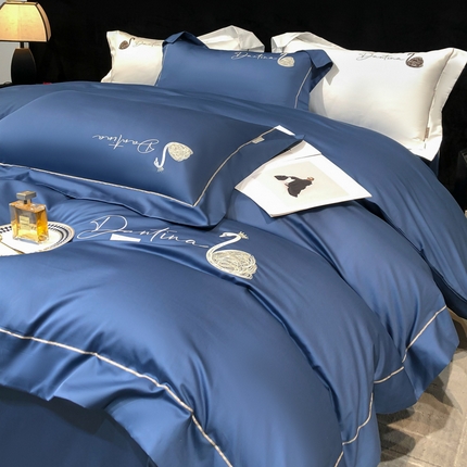 91家纺网 家纺一手货源 找家纺 （总）首尔家纺 2025新款全棉天鹅刺绣舞系列四件套纯棉四件套