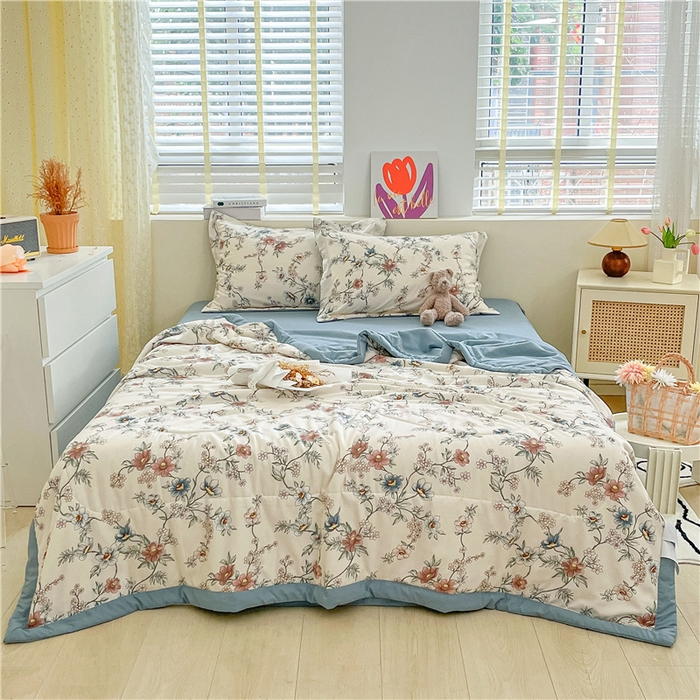 91家纺网 家纺一手货源 找家纺 （总）梵克保罗 2024新款春夏水洗棉麻双层纱夏被四件套