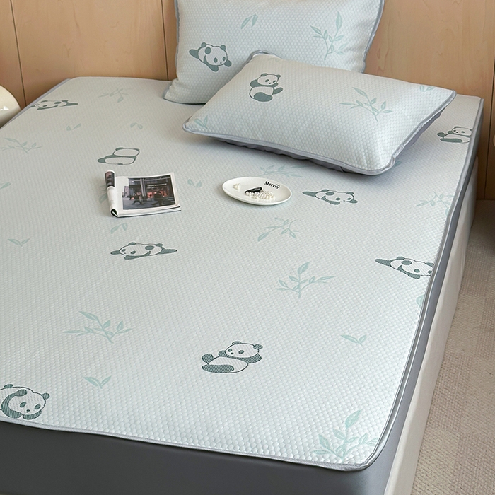 91家纺网 家纺一手货源 找家纺 顾里家纺 新款冰豆豆立体提花软席床笠款 国宝熊猫绿