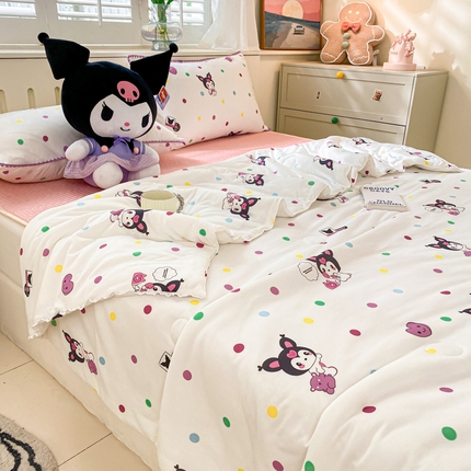 91家纺网 家纺一手货源 找家纺 （总）花漾 2024新款A类花边小清新卡通针织凉感丝夏被软席四件套凉席夏被四件套